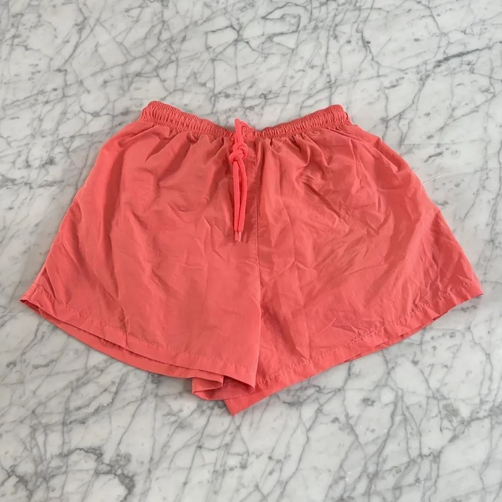 vintage vtg 90s surf style neon orange short swim trunks Sz M